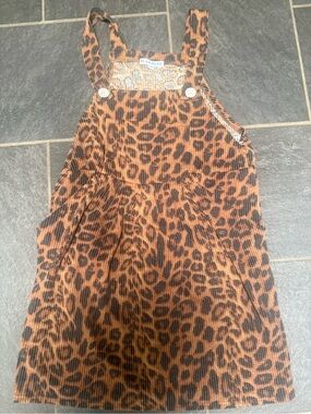 Blakely Leopard Print Overall Dress - Brown/Black